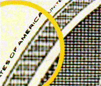 Magnification of the microprinting on the $100 bank note