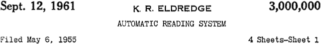 Cover page of patent 3,000,000 for Automatic Reading System