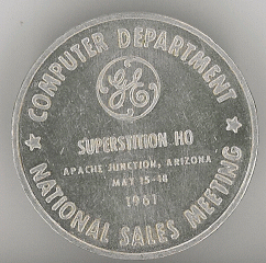 Remembrance coin for the 1961 national sales meeting of the General Electric Computer Department