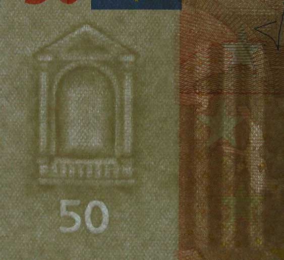 Watermark in a 50 Euro bank note