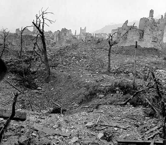 Ruins of the town of Cassino during the Battle of Monte Cassino (World War II)