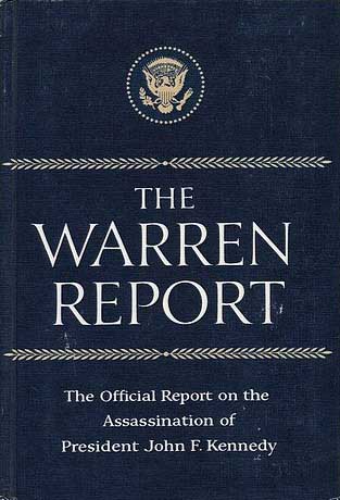 Book cover of the Warren Commission Report on the President John F. Kennedy assassination