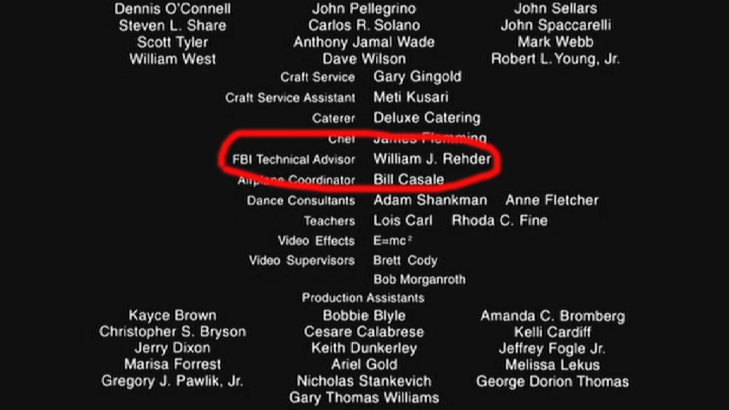 F.B.I. technical advisor William Rehder in the end credits of the Steven Spielberg movie ‘Catch Me If You Can’