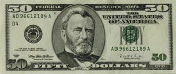$50 bank note with U.S. Grant engraving