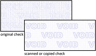 Check with void pantograph (original and copy)