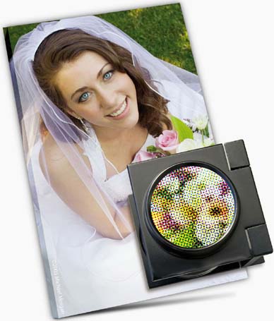 Printer’s loupe on printed photo