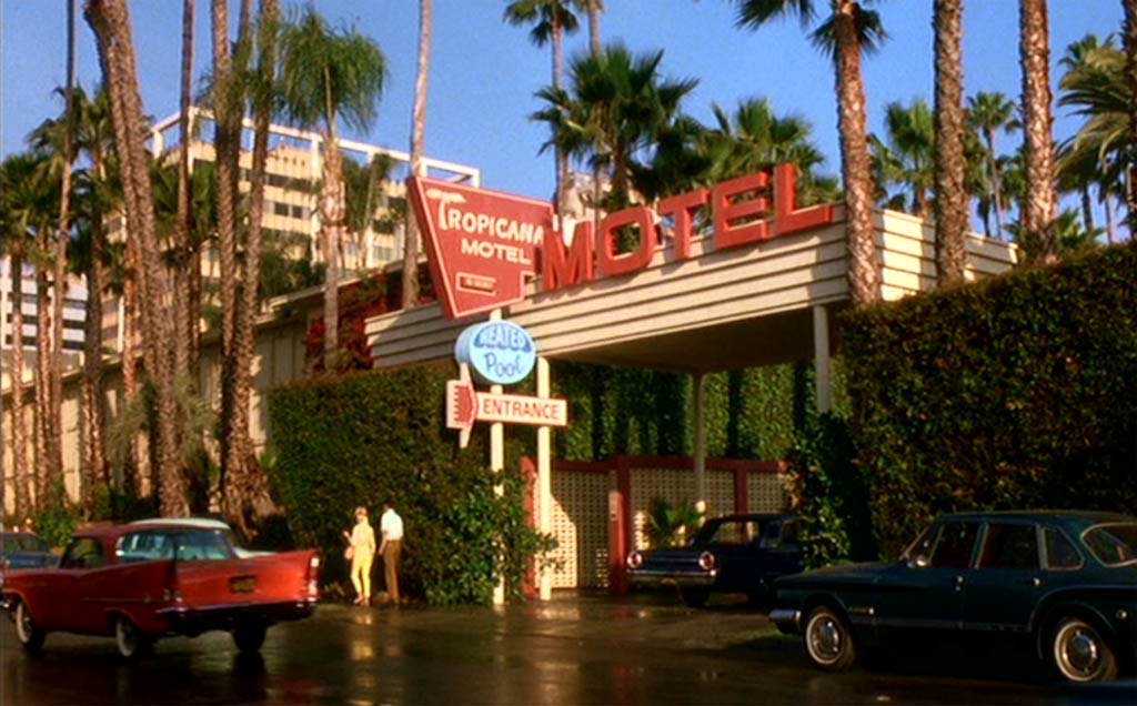 The Roosevelt Hollywood hotel disguised as the Tropicana motel